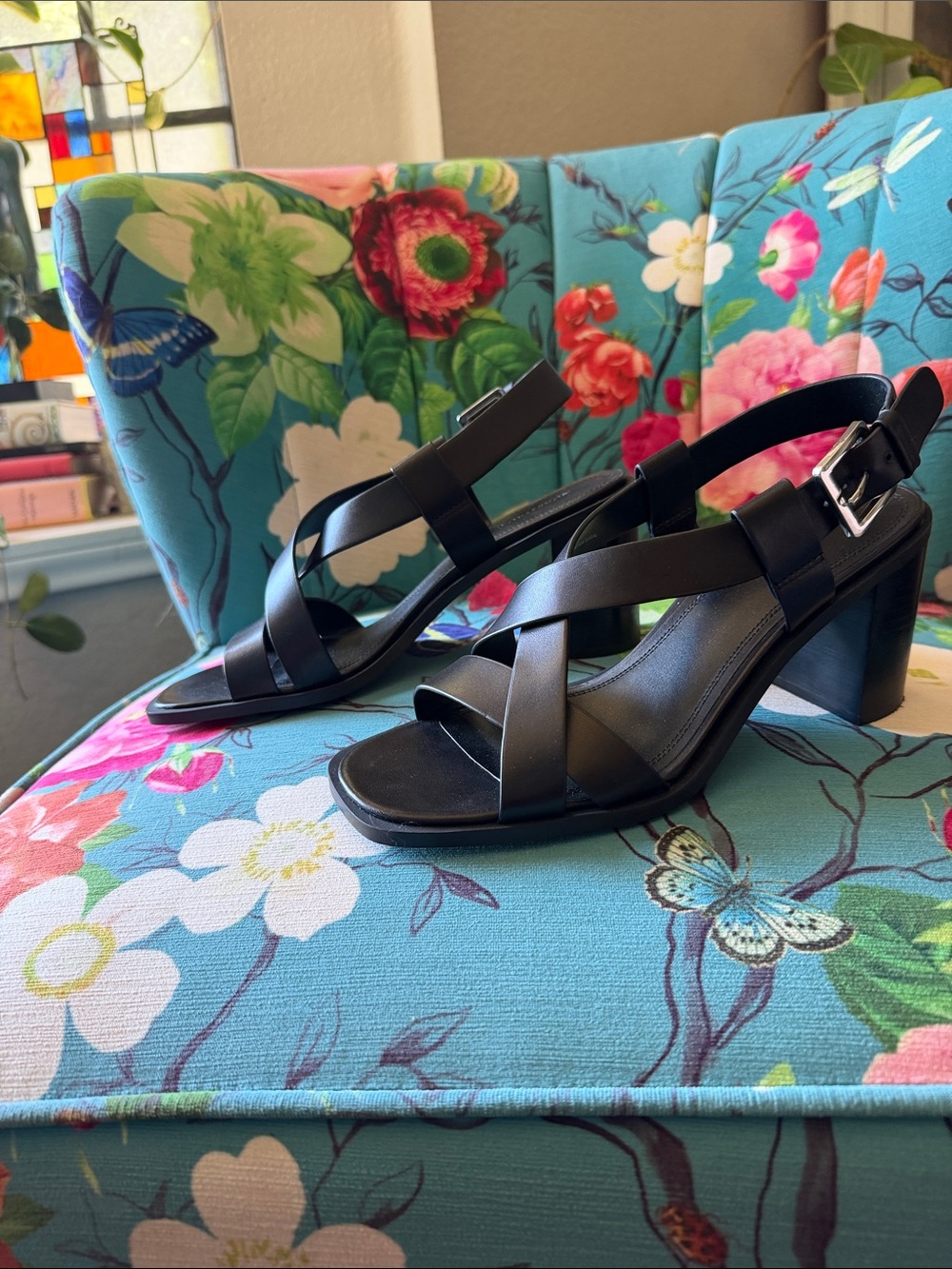 Nordstrom Women’s Black Strappy Block Heel Sandals worn once
